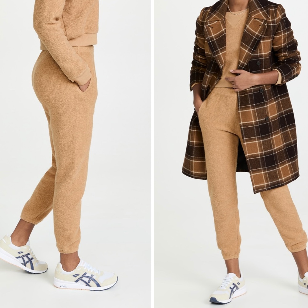 Monrow Camel/Tan Sherpa Jogger Sweatpants